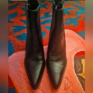 Sam Edelman Women's Black Jane Toe Block Heel Leather Western Boot 9M